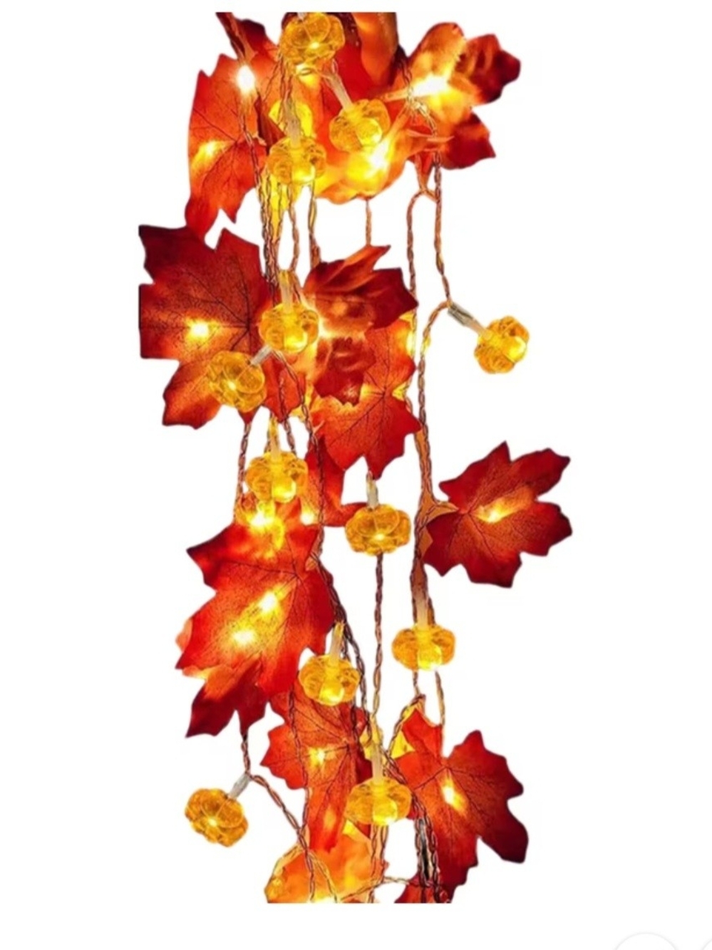Lighted Autumn Maple Leaf String Lights - Orange New